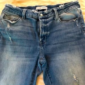 Flying monkey distressed frayed hem skinny jeans